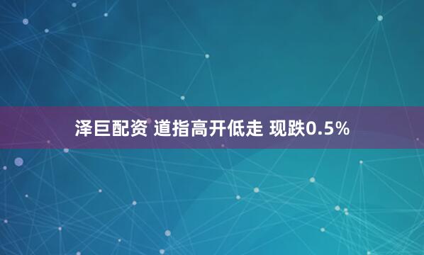 泽巨配资 道指高开低走 现跌0.5%