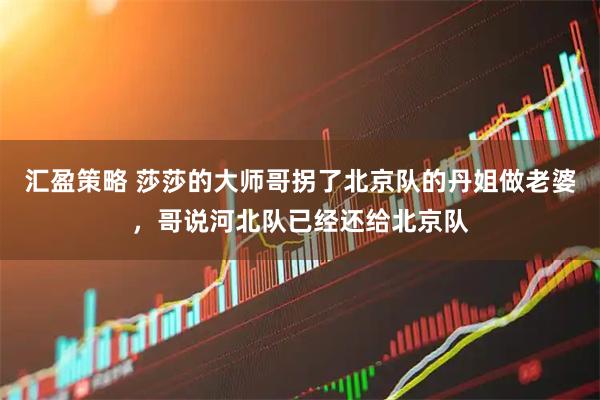 汇盈策略 莎莎的大师哥拐了北京队的丹姐做老婆，哥说河北队已经还给北京队
